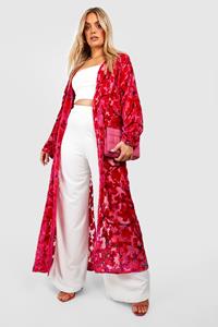 Boohoo Plus Devore Maxi Kimono, Hot Pink