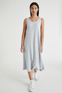Infinitdenim Damen vegan Kleid Langes Rundstrickkleid Infinit Grau