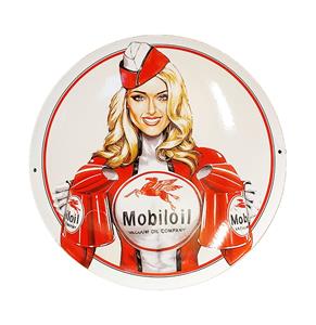 Fiftiesstore Mobiloil Company Girl Emaille Bord - Ø40cm