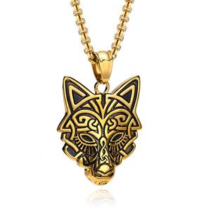 Mendes Nordic Heren Ketting - Rune Wolf Gold