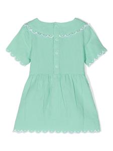 Stella McCartney Kids Gewelfde jurk van linnenblend - Groen