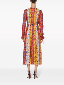 Carolina Herrera Midi-jurk met bloemenprint em lange mouwen - Rood