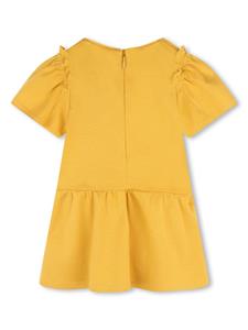 Chloé Kids logo-embroidered organic cotton dress - Geel