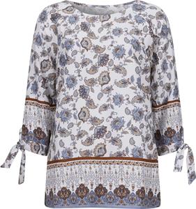 Dames Comfortabele blouse ecru/rookblauw bedrukt Größe