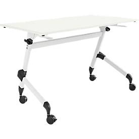 Schäfer Shop Select klaptafel met wielen, rechthoekig, vierkante buis, B 1200 x D 600 x H 720 mm, wit/wit