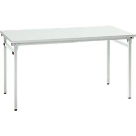 Klaptafel, stevig 4-poots frame met speciale vouwbevestiging, B 1400 x D 700 x H 725 mm, lichtgrijs/zwart