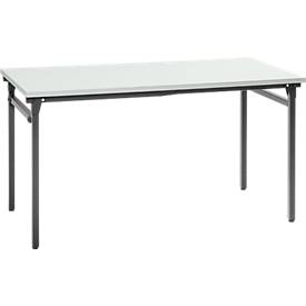 Klaptafel, stevig 4-poots frame met speciale vouwbevestiging, B 1400 x D 700 x H 725 mm, lichtgrijs/zwart