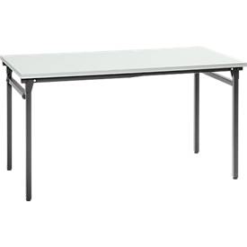 Klaptafel, stevig 4-poots frame met speciale vouwbevestiging, B 1400 x D 700 x H 725 mm, lichtgrijs/zwart