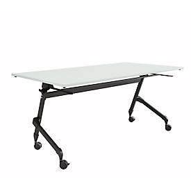 Schäfer Shop Select klaptafel met wielen, rechthoekig, vierkante buis, B 1600 x D 600 x H 720 mm, lichtgrijs/zwart