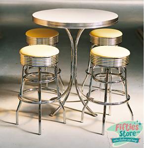 Retro Bar Tafel + 4 Bar krukken Geel (BS-29) by Bel-Air