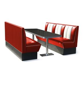 Fiftiesstore Classic Diner Retro Bel Air Set 2 x Bank 180 cm en tafel