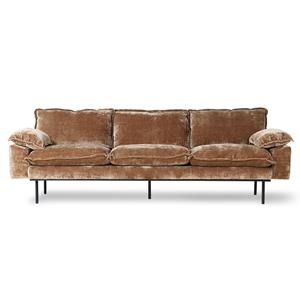 Retro bank: 4-zits, fluweel corduroy goud