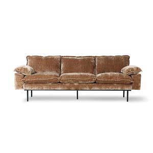 Retro sofa 3-zits bank fluweel corduroy goud