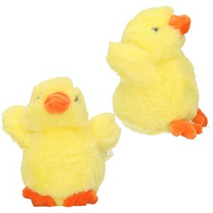 2x stuks pluche kuiken / kip knuffel geel 12 cm -