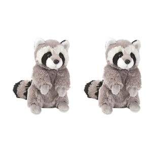 2x stuks pluche grijze wasbeer/wasberen knuffel 25 cm speelgoed -