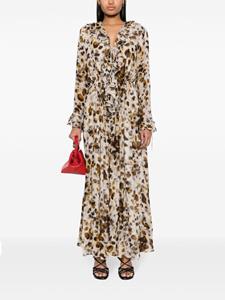 MSGM Jurk met ruches en print - Beige