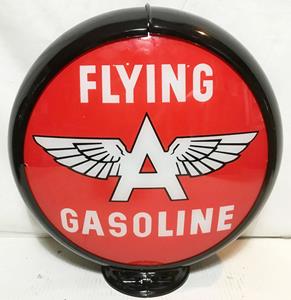 Fiftiesstore Flying A Gasoline Benzinepomp Bol Rood Glas