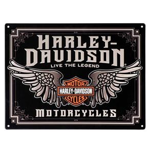 Fiftiesstore Harley-Davidson Winged Bar & Shield Tinnen Bord Met Reliëf - 30 x 40 cm