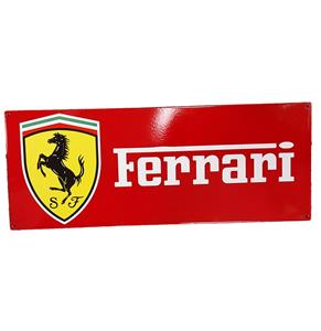 Fiftiesstore Ferrari Logo Emaille Bord Rood - 90 x 35cm