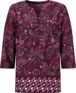 Dames Comfortabele blouse bordeaux/hortensia bedrukt Größe