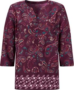 Your Look... for less! Dames Comfortabele blouse bordeaux/hortensia bedrukt Größe