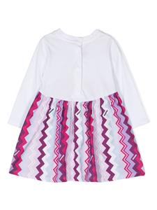 Missoni Kids logo-print zigzag flared dress - Wit