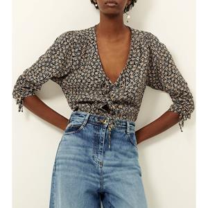 SESSUN Bedrukte blouse met 3/4 mouwen met strikjes LAZNA