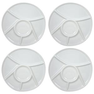 Cosy & Trendy 8x stuks porseleinen fondue/gourmet bord 6-vaks rond 23 cm -