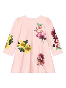 Dolce & Gabbana Kids floral-print stretch-cotton dress - Roze
