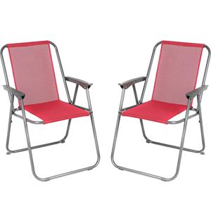 Sunnydays camping/strand stoel - 2x - aluminium - inklapbaar - roze - L53 x B55 x H75 cm -