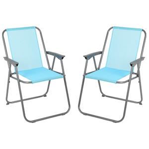 Sunnydays camping/strand stoel - 4x - aluminium - inklapbaar - blauw - L53 x B55 x H75 cm -