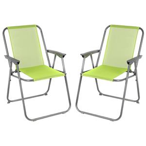 Sunnydays camping/strand stoel - 4x - aluminium - inklapbaar - groen - L53 x B55 x H75 cm -