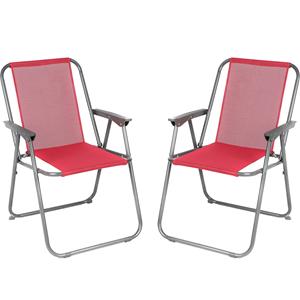Sunnydays camping/strand stoel - 4x - aluminium - inklapbaar - roze - L53 x B55 x H75 cm -