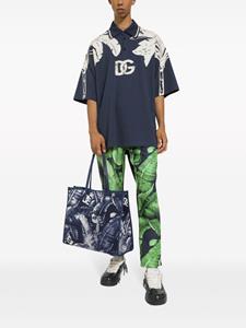 Dolce & Gabbana Canvas schoudertas met geborduurd logo - Blauw