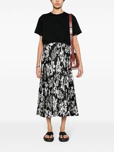 Sacai floral-print pleated dress - Zwart