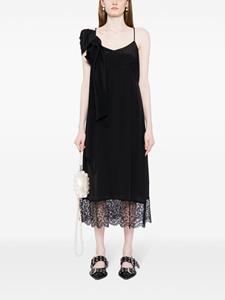 Simone Rocha rose-appliqué slip dress - Zwart