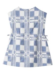 Burberry Kids check-pattern cotton dress - Blauw