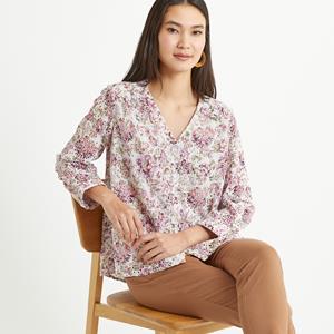 ANNE WEYBURN Blouse met V-hals, bloemenprint, 3/4 mouwen