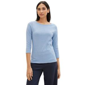 TOM TAILOR 3/4-Arm-Shirt, gestreift, mit Stickerei auf der Brust