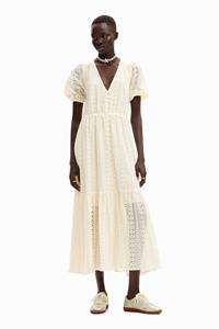 Desigual Lange jurk borduursels - WHITE
