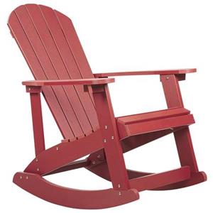 Garten Schaukelstuhl Rot Kunstholz Breite Armlehnen Muskoka Adirondack Stil Terrasse Outdoor - Rot