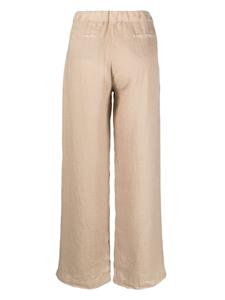 Fay Mid waist broek met wijde pijpen - Beige