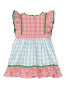 Stella McCartney Kids sun-embroidered gingham-check dress - Roze