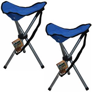 Merkloos Set van 2x stuks blauwe opvouwbare lichtgewicht campingkrukjes/visserskrukjes 31 x 50 cm -