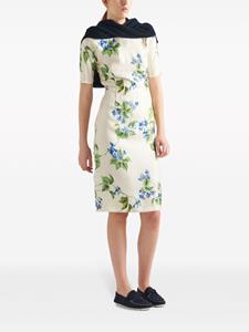 Prada Twill jurk met bloemenprint - Beige