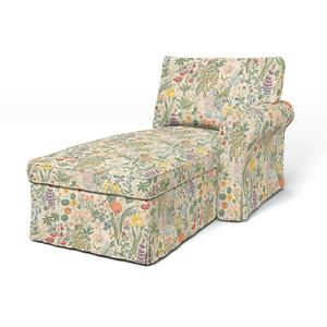 Bemz IKEA - Hoes voor chaise longue Ektorp met armleuning rechts, Blomsterhav Light,  X Boråstapeter Collection