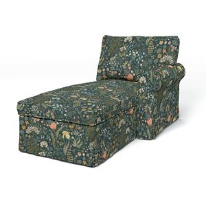 Bemz IKEA - Hoes voor chaise longue Ektorp met armleuning rechts, Blomsterhav Dark,  X Boråstapeter Collection