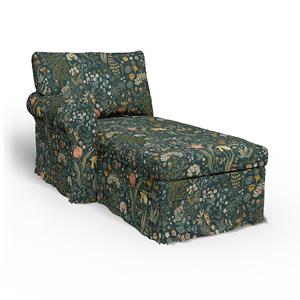 Bemz IKEA - Hoes voor chaise longue Ektorp met armleuning links, Blomsterhav Dark,  X Boråstapeter Collection