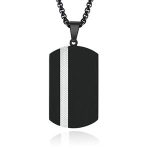 Tom Jaxon Stalen Herenketting met Zwarte Dogtag Hanger - 60cm