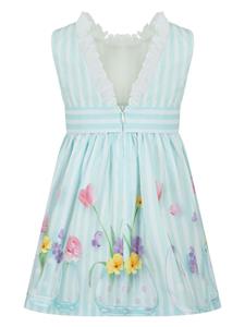 Lapin House Gestreepte jurk met bloemenprint - Blauw